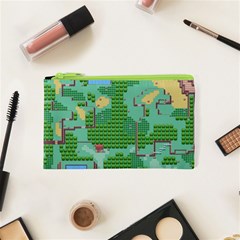 Green Retro Games Pattern Cosmetic Bag (xs) by Bakwanart