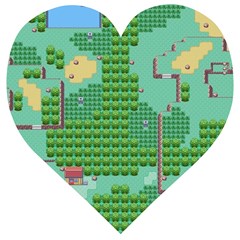 Green Retro Games Pattern Wooden Puzzle Heart by Bakwanart