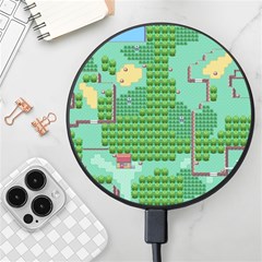 Green Retro Games Pattern Wireless Fast Charger(black) by Bakwanart