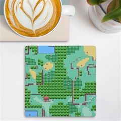 Green Retro Games Pattern Uv Print Square Tile Coaster  by Bakwanart