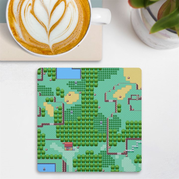 Green Retro Games Pattern UV Print Square Tile Coaster 