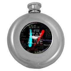 Stay Alive Round Hip Flask (5 Oz)