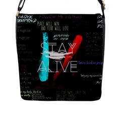 Stay Alive Flap Closure Messenger Bag (l) by Bakwanart