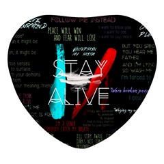 Stay Alive Heart Glass Fridge Magnet (4 Pack)