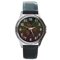 Black And Green Area Rug Neon Genesis Evangelion Computer Communication Round Metal Watch by Bakwanart