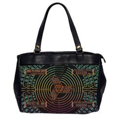 Black And Green Area Rug Neon Genesis Evangelion Computer Communication Oversize Office Handbag (2 Sides) by Bakwanart