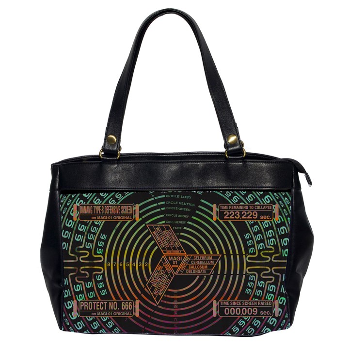 Black And Green Area Rug Neon Genesis Evangelion Computer Communication Oversize Office Handbag (2 Sides)