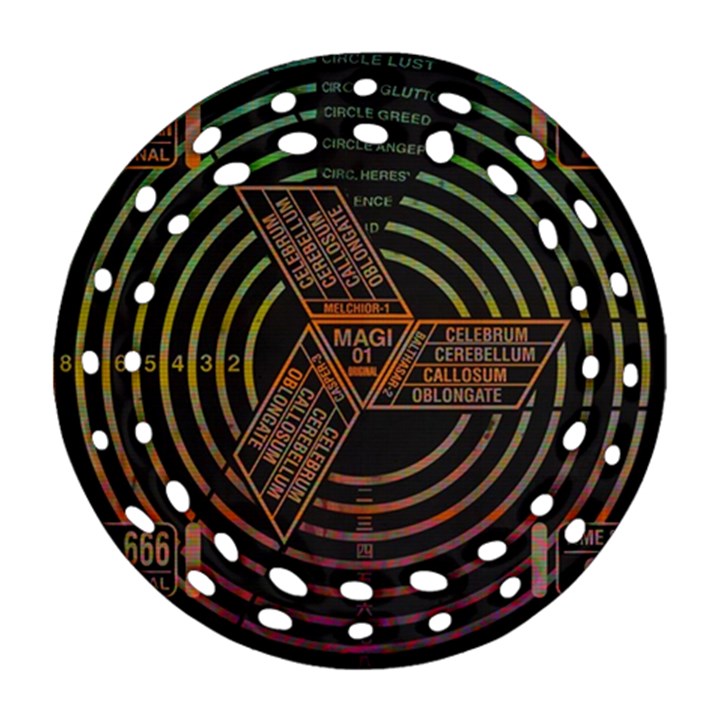 Black And Green Area Rug Neon Genesis Evangelion Computer Communication Ornament (Round Filigree)