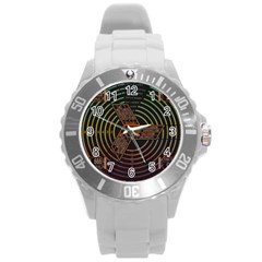 Black And Green Area Rug Neon Genesis Evangelion Computer Communication Round Plastic Sport Watch (l) by Bakwanart