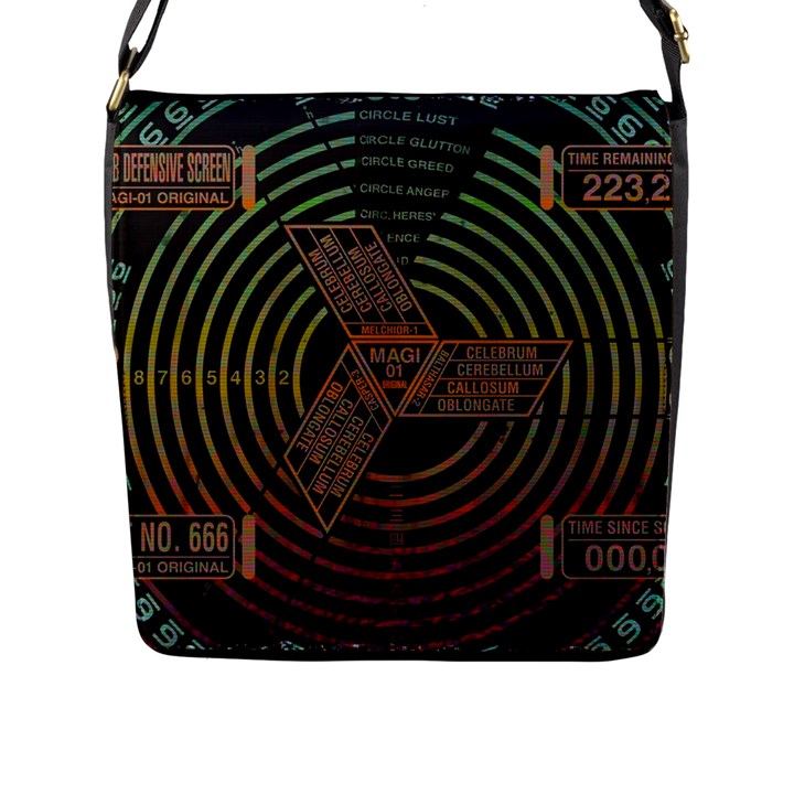 Black And Green Area Rug Neon Genesis Evangelion Computer Communication Flap Closure Messenger Bag (L)