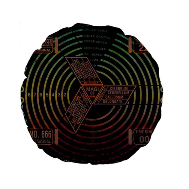 Black And Green Area Rug Neon Genesis Evangelion Computer Communication Standard 15  Premium Flano Round Cushions