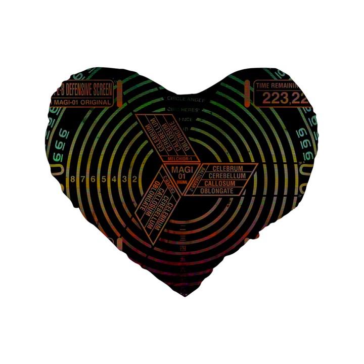 Black And Green Area Rug Neon Genesis Evangelion Computer Communication Standard 16  Premium Flano Heart Shape Cushions