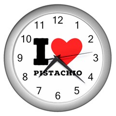 I Love Pistachio Wall Clock (silver) by ilovewhateva