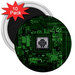 Technology Computer Chip Electronics Industry Circuit Board 3  Magnets (10 Pack)  by Bakwanart