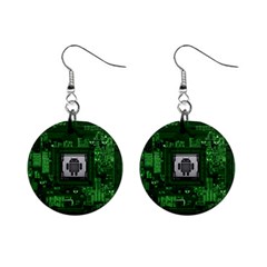 Technology Computer Chip Electronics Industry Circuit Board Mini Button Earrings by Bakwanart