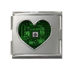 Technology Computer Chip Electronics Industry Circuit Board Mega Link Heart Italian Charm (18mm) by Bakwanart