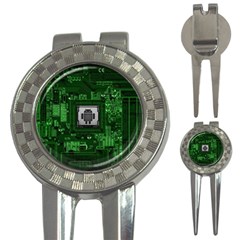 Technology Computer Chip Electronics Industry Circuit Board 3-in-1 Golf Divots by Bakwanart