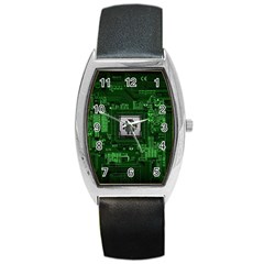 Technology Computer Chip Electronics Industry Circuit Board Barrel Style Metal Watch by Bakwanart