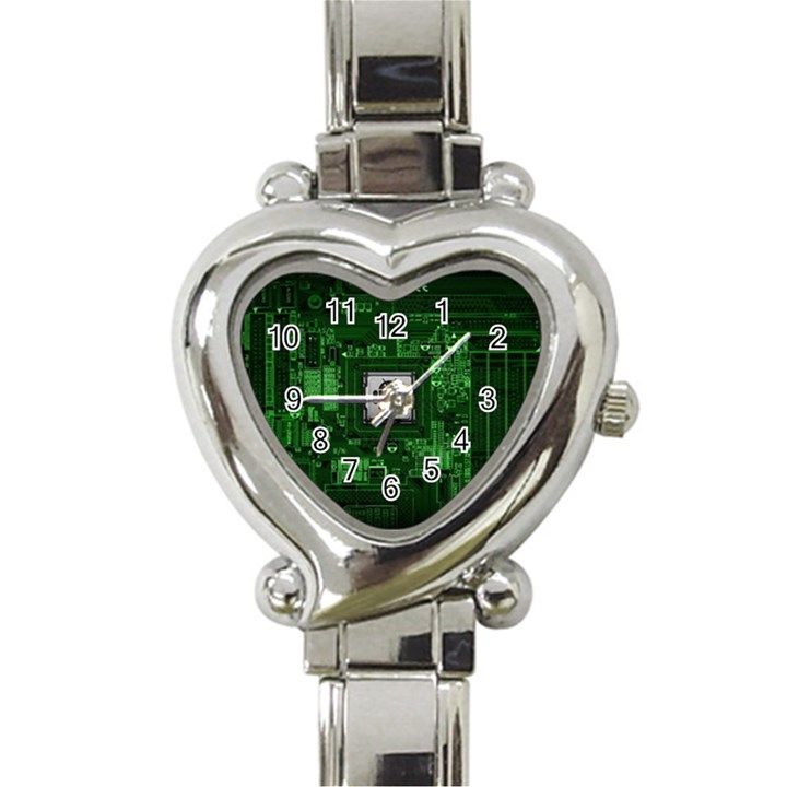 Technology Computer Chip Electronics Industry Circuit Board Heart Italian Charm Watch