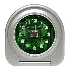 Technology Computer Chip Electronics Industry Circuit Board Travel Alarm Clock by Bakwanart