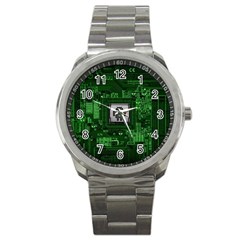 Technology Computer Chip Electronics Industry Circuit Board Sport Metal Watch by Bakwanart