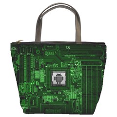 Technology Computer Chip Electronics Industry Circuit Board Bucket Bag by Bakwanart