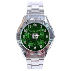 Technology Computer Chip Electronics Industry Circuit Board Stainless Steel Analogue Watch by Bakwanart