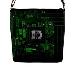 Technology Computer Chip Electronics Industry Circuit Board Flap Closure Messenger Bag (l) by Bakwanart