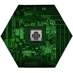 Technology Computer Chip Electronics Industry Circuit Board Wooden Puzzle Hexagon by Bakwanart