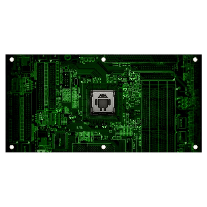 Technology Computer Chip Electronics Industry Circuit Board Banner and Sign 4  x 2 