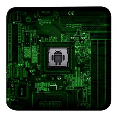 Technology Computer Chip Electronics Industry Circuit Board Square Glass Fridge Magnet (4 Pack) by Bakwanart