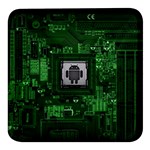 Technology Computer Chip Electronics Industry Circuit Board Square Glass Fridge Magnet (4 pack) Front