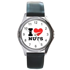 I Love Nuts Round Metal Watch by ilovewhateva