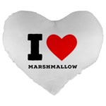 I love marshmallow  Large 19  Premium Flano Heart Shape Cushions Front