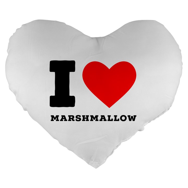 I love marshmallow  Large 19  Premium Flano Heart Shape Cushions