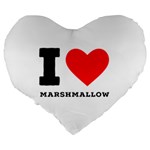 I love marshmallow  Large 19  Premium Flano Heart Shape Cushions Back