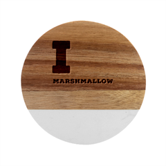 I Love Marshmallow  Marble Wood Coaster (round) by ilovewhateva