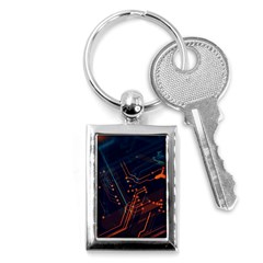 Abstract Colorful Circuit Key Chain (rectangle) by Bakwanart