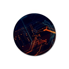 Abstract Colorful Circuit Rubber Coaster (round) by Bakwanart