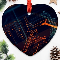 Abstract Colorful Circuit Heart Ornament (two Sides) by Bakwanart