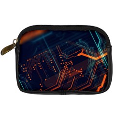 Abstract Colorful Circuit Digital Camera Leather Case by Bakwanart