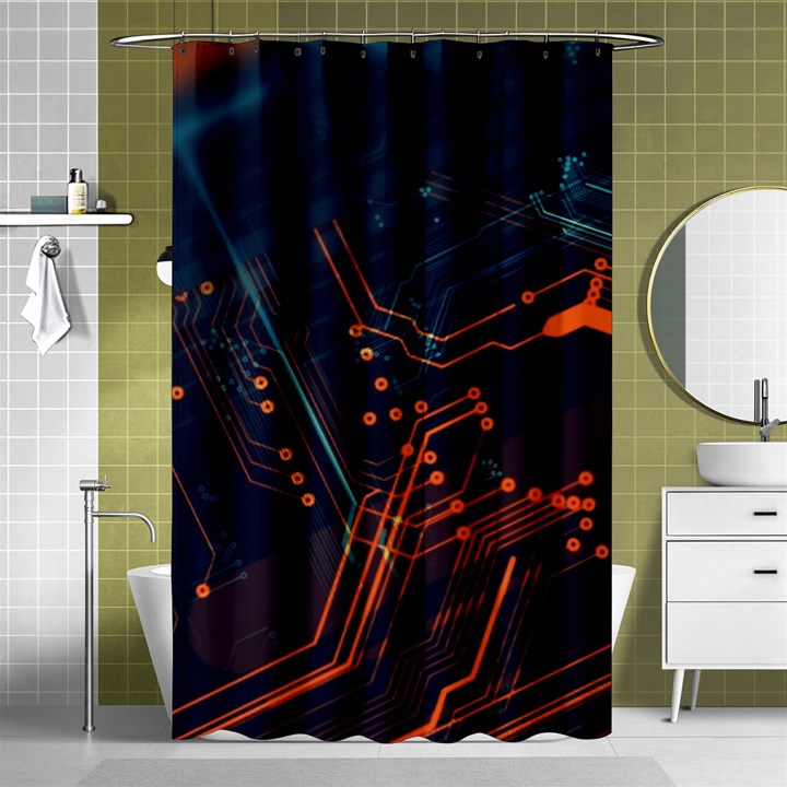 Abstract Colorful Circuit Shower Curtain 48  x 72  (Small) 