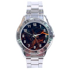 Abstract Colorful Circuit Stainless Steel Analogue Watch by Bakwanart