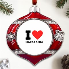 I Love Macadamia Metal Snowflake And Bell Red Ornament by ilovewhateva