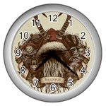 Christmas Dark Demon Evil Horror Krampus Wall Clock (Silver) Front