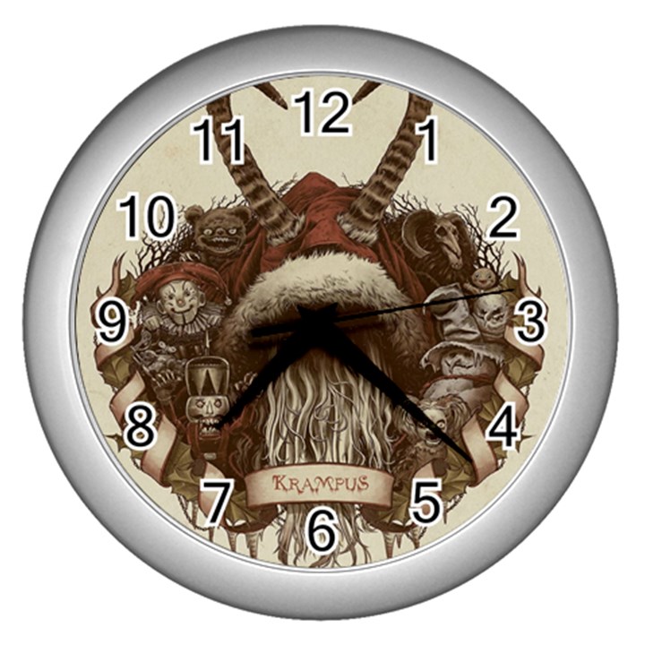 Christmas Dark Demon Evil Horror Krampus Wall Clock (Silver)