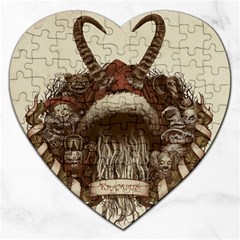 Christmas Dark Demon Evil Horror Krampus Jigsaw Puzzle (heart) by Bakwanart