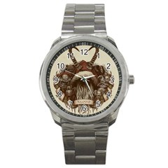 Christmas Dark Demon Evil Horror Krampus Sport Metal Watch by Bakwanart