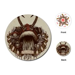 Christmas Dark Demon Evil Horror Krampus Playing Cards Single Design (round) by Bakwanart