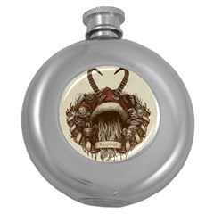 Christmas Dark Demon Evil Horror Krampus Round Hip Flask (5 Oz) by Bakwanart